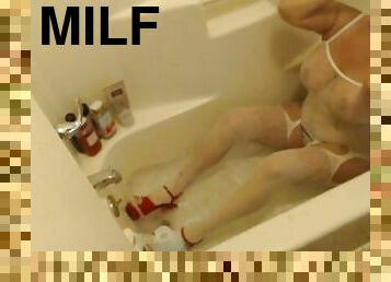 Wet White Bodystocking Big Tits Milf Bathtub