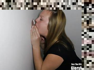 Plump tits blonde bowing boners in glory hole