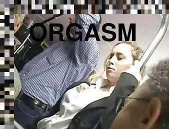 orgasme, amateur, blonde, bus