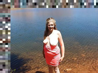 Hot Mom Standing In A Pond