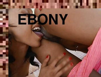 Ebony teen lesbian Demi Sutra alluring adult clip
