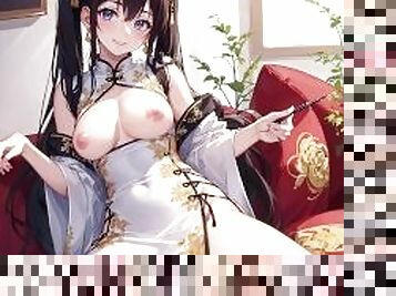 アジアの, 乳首, エロアニメ, 独奏, 中国人