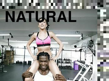 Bodyweight Workout: interracial gym sex - Hime Marie takes BBC
