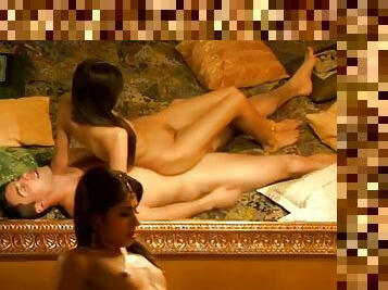 Lovely couple on a kamasutra massage