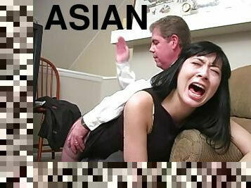 asiatisk, lærer, fetisj, spanking