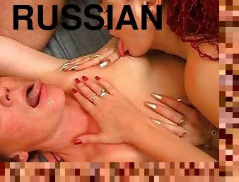 russisk, strapon, hardcore, trekant