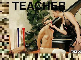 طالبة, معلم, ثلاثي, ألم, هيمنة, جنس