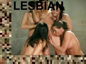 Five lesbians lick and finger in an orgy