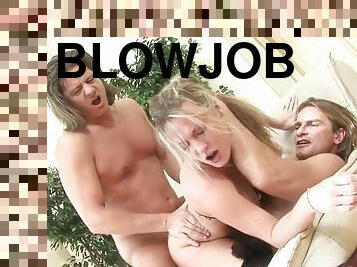 anal, blowjob, hardcore, creampie, dobbel, blond, undertøy, morsom, barbert, penetrering