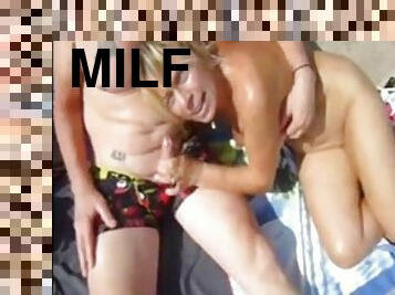 amatör, milf, gruppsex, strand