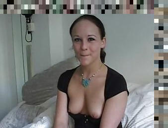 amatør, ung-18, soveværelse, webcam, solo, brunette, poserende, små-patter