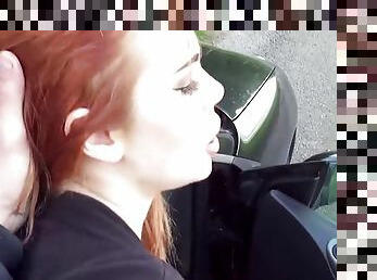 She hughes gorgeous redhead gets fucked in public