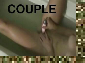 baignade, masturbation, maison, couple, doigtage, incroyable, douche