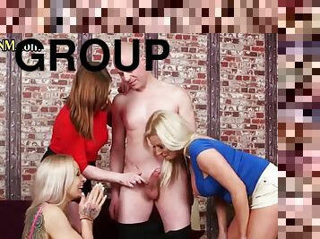 PURE CFNM HD - Curvy doms on them jerk off their theme in erotic group