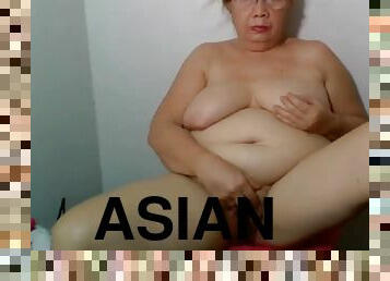 asiático, avózinha, mulher-madura, webcam, mulher-velha-tesuda