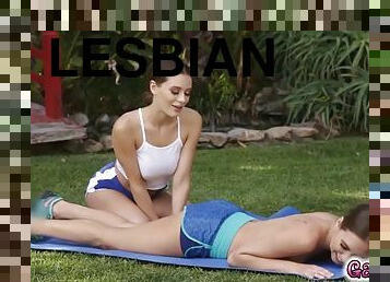 lesbian, ýaş, barmak-dykman, kolledž, brunetka