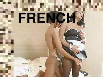 femme-de-ménage, collants, gode-ceinture, babes, lesbienne, jouet, hardcore, française, fétiche, brunette