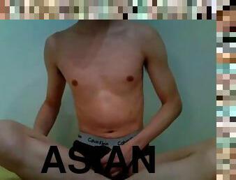 Asian ass hole and precum play youn