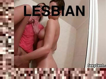 kąpiel, lesbijskie, casting, prysznic