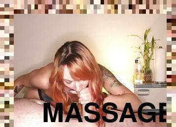Redhead Spa Tattooed Babe Suck Clients Penis On Massage