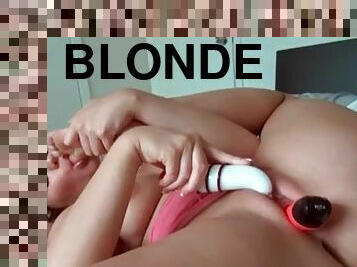 masturbation, ados, jouet, blonde, solo