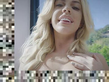 Sexy Blonde Nic Teasing in Front of the Window - Homemade solo in erotic sexy lingerie