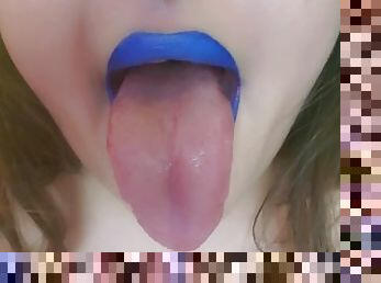 Lipstick Fetish: Blue Lips and Drool