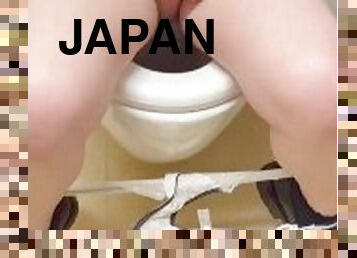 asiático, mijando, público, amador, japonesa, casa-de-banho, fetiche