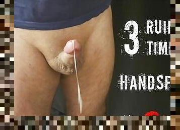 Frustrating handsfree milking time with three ruined orgasms for obedient sub guy