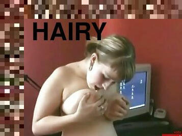 Horny fat chubby masturbates her wet hairy pussy