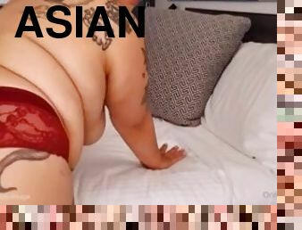 asiatique, masturbation, chatte-pussy, amateur, belle-femme-ronde, gode