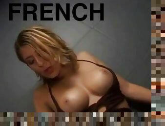 Hot French girl in the toilet