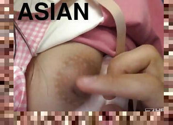 asiatique, poilue, chatte-pussy, ados, ejaculation-interne, ados-asiatique