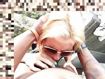 Charming blonde young l sucks a BBC like a pro