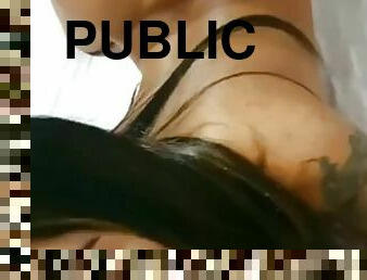 levrette, public, amateur, fellation, ejaculation-sur-le-corps, point-de-vue, brunette