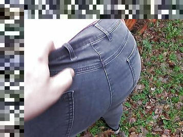 Ass spanking while hiking through the woods