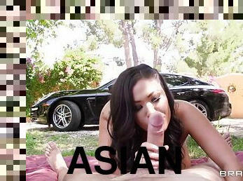 Asian london keyes sucking keiran's big cock outdoors