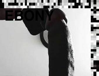 Ebony male solo handjob cum drip
