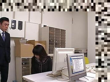 Asian office woman is feeling horny and obedient