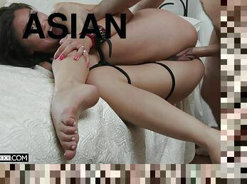 asiatisk, fisse-pussy, skønheder, bdsm, par, bondage, brunette, hårdhændet, skrigende