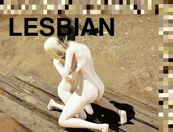 חובבן, לסבית-lesbian, נוער, לעשות-עם-האצבע, נשיקות, אנימה, הנטאי