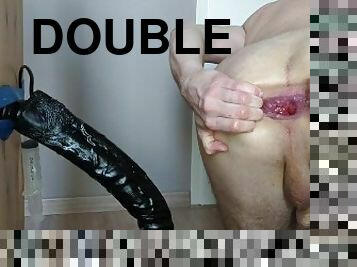 Toying nicely deep with my 2 dildos - Double Anal Dildo Part2