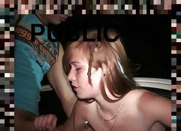 Pretty teen girl public gangbang dogging anonymous part