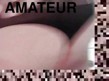 cul, transsexuelle, amateur, anal, jouet, bas, première-fois, lingerie, solo