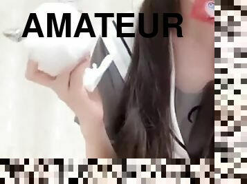 asiatique, masturbation, amateur, japonais, pieds, point-de-vue, fétiche, solo