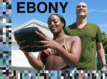 Ebony feels white hammer deep drilling her