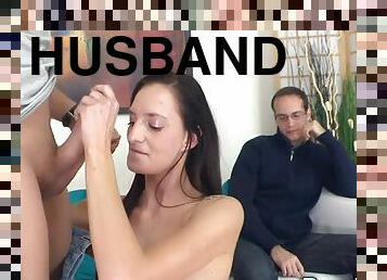Husband has to watch another man plow and cum in wife Laura Daviss ass
