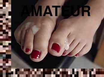 Tiffs cum covered red toes