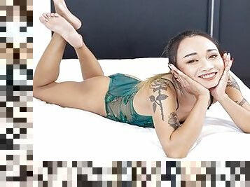 asiatisk, onani, anal, babes, tenåring, fingret, ladyboy, thai, undertøy, perfekt