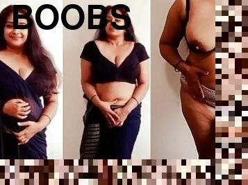 gros-nichons, masturbation, énorme-bite, indien, naturel, seins, solo, bite